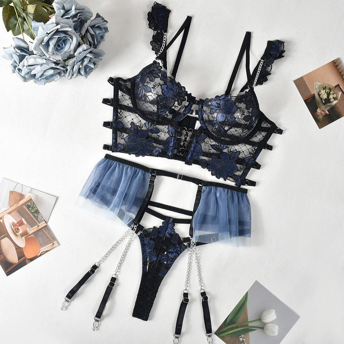 Aria Floral Chic Ruffle Lingerie Set