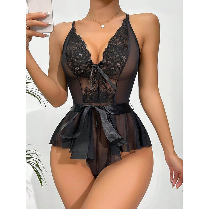 Sexy Lingerie Kanten Bodysuit Met Centuur